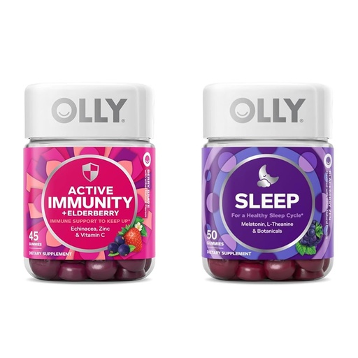 [BRSRAYYYAENQA2D7] OLLY Gummy Active Immunity+Elderberry 45 Gummies, Sleep Gummy Occasional Sleep Support 50 Count