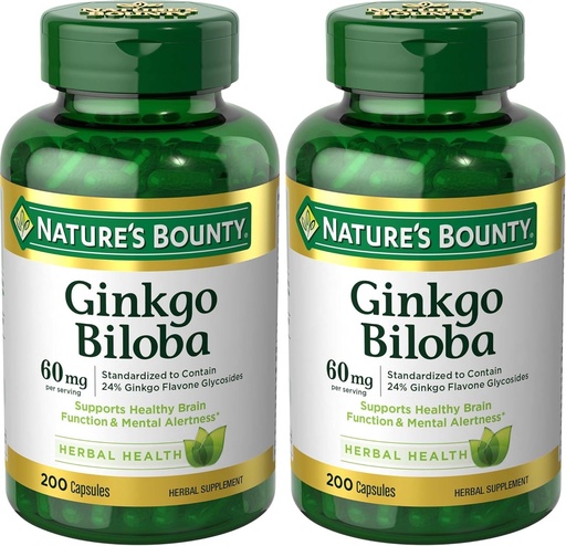 [BRSRAY34OJ4BAFD6] Přírodní Bounty Ginkgo Biloba 60 Mg, 200 Kapsle (17243) (Balení po 2)