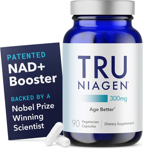 [BRSWGBQCO4PQ2DT6] TRU NIAGEN Patented NAD+ Supplement for Anti Aging and Cell Regeneration, 300 mg Niagen, 90 Servings | Supports Cellular Energy, Brain, Muscle | Nicotinamide Riboside (NR) Take 1 Daily | 1 Bottle