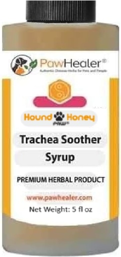 [BRSWECQNAEAQYYLV] PawHealer® Hound Honey: Trachea Soother Syrup - 150 ml (5 fl oz) - Natural Herbal Remedy for Sсимптоми на колапсираща Trachea - Вкусове Добър - Лесен за прилагане