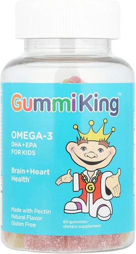 [BRSWIZ3YCR7RG3LK] Gummi King DHA Omega-3 Suplemento, Lemon/Orange/Strawberry, 60 Conde