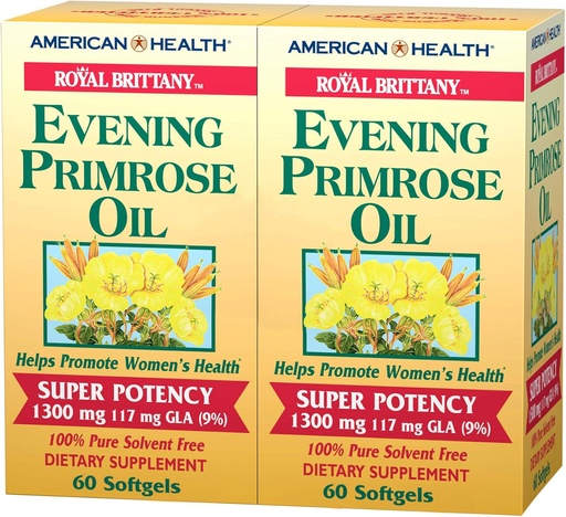 [BRSWIYT3PMDAC2DY] American Health Dietary Fiber Supplements, Royal Brittany Evening Primrose Oil, Pack of 2, 60 Count