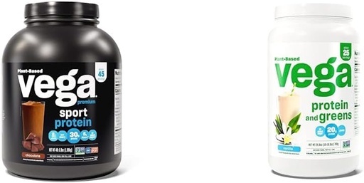 [BRSROBQCCAJR4CQ4] Vega Sport Premium Vegan Valk Pulber Šokolaad(45 Servings) 30 g Taimne Valk Ja Valk Ja Rohelised Valgu Pulber, Vanilla - 20 g Taimne Valk Plus Köögiviljad