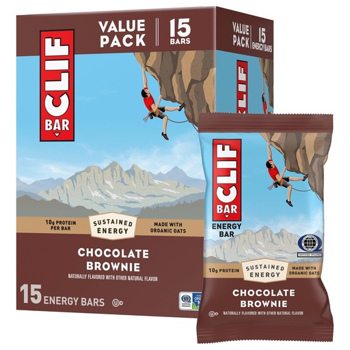 [BRSROCQYOYHRGCLP] CLIF BAR - Energy Protein Bars - Chocolate Brownie - Made with Organic Oats - Energy Bars - Non-GMO - (15 Pack)