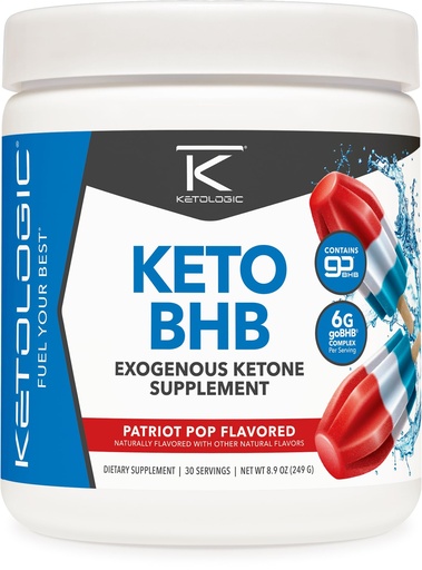 [BRSWG2YQOIBRECI6] Ketologic Keto BHB (Patriot Pop Flavor) 30 Servings - Exogenous Ketone Supplement with goBHB, Beta-Hydroxybutyrate Salts