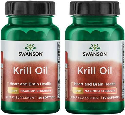 [BRSWGFD3BYFAIH3A] Swanson EFAs- Krill Oil - Maximum Strength - 1 g, 30 Softgels (2 Pack)