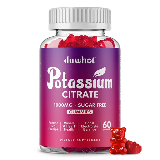 [BRSROFL7O4OQIADB] duwhot Potassium Citrate 1000mg Gummies, Potassium Supplement for Adults Women & Men, Support Leg Cramps & Muscle Health, 60 Chewables