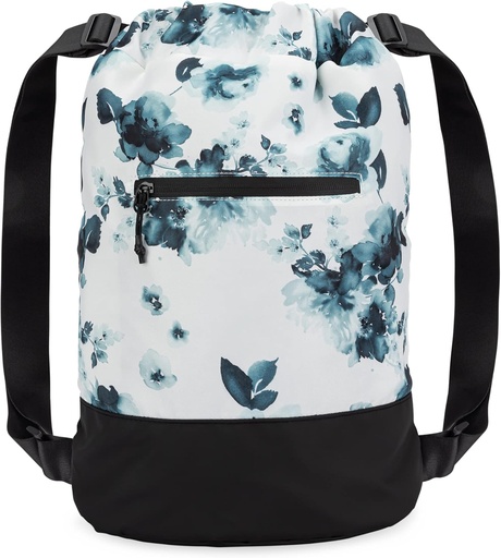[BRSROAL6CMNAA3TJ] Flex Cinch Drawstring Gym Bag for Women with Graphic Designs | Durable Lightweight Gym Cinch Bags | Great for Gym Bag, Traveling, and Overnights | Teal - Flowers