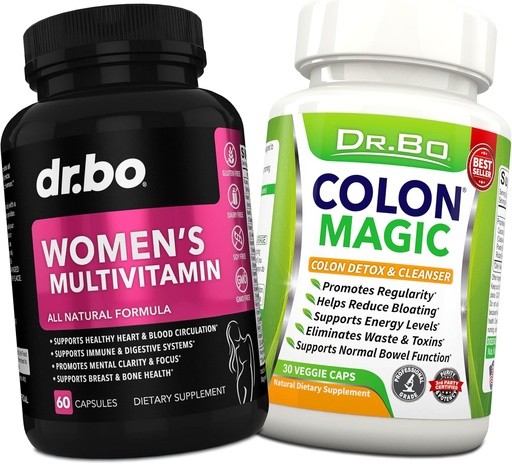 [BRSRMHQ3PMFAI2YU] Womens Multivitamin Supplement - Colon Cleanse Detox Formula for Intestinal Digestive Cleansing - Women Energy Vitamin Supplements Magnesium Plus Zinc - Daily Constipation Relief Supplement Gut, Belly
