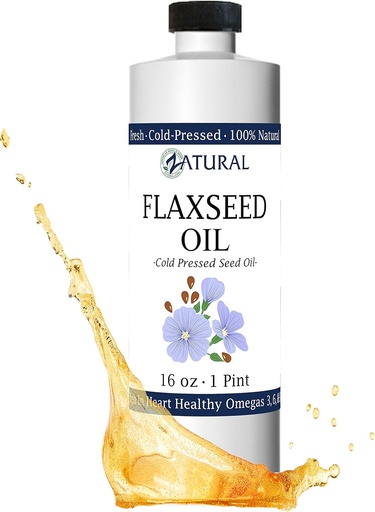 [BRSWGGIPCN6A2C3K] Zatural Flaxseed Oil Naturally Grown 100% Pure Flax Seeds Cold Pressed Vegan Omega Fatty Acids 16oz