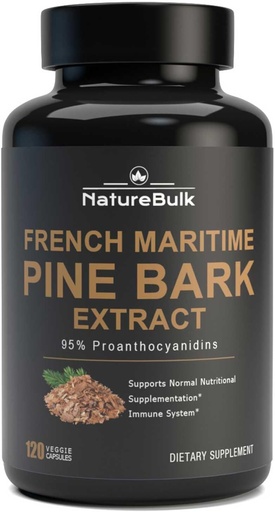 [BRSRAGAQOENQMDY2] French Maritime Pine Bark Extract 400 mg, 95% Proanthocyanidins - Standardized 30X Extract, 120 Vegan Capsules