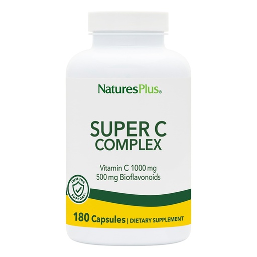 [BRSWIYTYCUOGAHTE] NaturesPlus Super C Complex - 180 Capsules - 1000mg Vitamin C + 500mg Bioflavonoids - Vegan, Gluten Free - 90 Servings