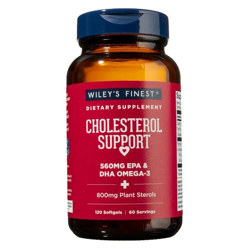 [BRSWGCYKCUOQIAI6] Wiley's Finest Wild Alaskan Fish Oil Cholesterol Support - Heart Health Supplement for Men and Women - 560mg Omega-3s - 120 Softgels (60 Servings)