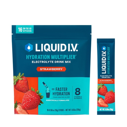 [BRSWYHY7A4ORQETO] Liquid I.V.® Hydration Multiplier - Strawberry | Electrolyte Powder Drink Mix | 1 Pack (16 Servings)