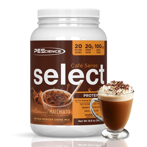 [BRSWKGICCJ6QOYDA] PEScience Select Cafe Protein Coffee Flavored Powder, 100mg Caffeine, 20g Iced Protein Coffee Powder or Creamer - Caramel Macchiato, 20 Servings