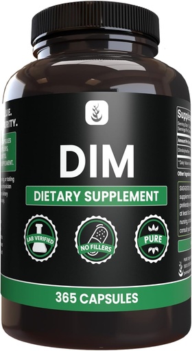 [BRSRMBI2AR7GAF34] PURE ORIGINAL INGREDIENTS Diindolylmethane (DIM) (365 קפסולות) No Magnesium Or Rice Fillers, Always Pure, Lab מאומתת