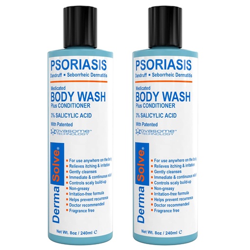 [BRSWGZYZCQHAY3Q6] Dermasolve Medicated Psoriasis Body Wash - 2-Pack (8.0 oz each) - Proven to Provide Relief from Psoriasis, Eczema & Seborrheic Dermatitis, Doctor Recommended for Dry, Itchy, Red, Flaky, Scaly Skin