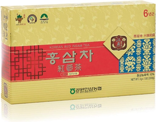 [BRSWGBD2CQHRE3TG] [Gangwoninsam] Korean Red Ginseng Tea (3g x 100 packets) – 6 Year Old Korean Red Ginseng, Korean Health Food, Individually Packaged (100)