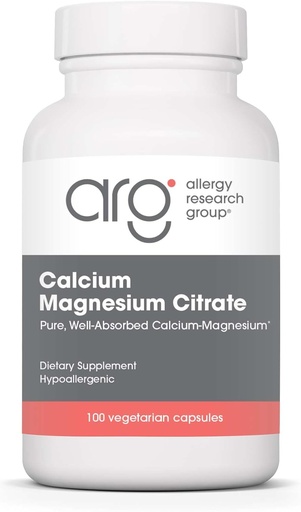 [BRSWIYQFCUHGMCQ7] Allergy Research Group Calcium Magnesium Citrate - בריאות העצם, עם Calcium Citrate, Pure, Well-Absorbed, קפסולות צמחוניות - 100 Count Count