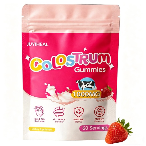 [BRSRAGAYCJ5GGF3K] Core Bovine Colostrum Gummies, 1g Per Serving Grass Fed Colostrum Chews Colostrum Supplement for Gut Health, Hair Growth, Beauty, and Immune Support, Strawberry Flavor 60 Servings