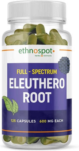 [BRSRMCYPC55QMCI6] Full Spectrum Eleuthero Root Capsules - Siberian Ginseng - Boosts Physical Stamina & Mental Alertness - Supports Immune System - Enhanced Eleutheroside Profile - All Natural - 125 Vegan Capsules