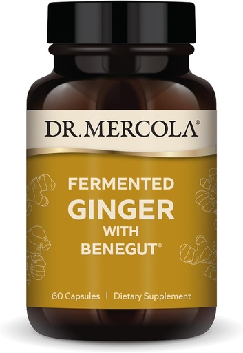 [BRSWKGL4CMOQODDO] Dr. Mercola Fermented Ginger with Benegut - Supports Digestive &quot; Gut Health - Aids Occasional Gas, Bloating & Discomfort - Non-GMO, Gluten-Free &quot; Soy-Free - 60 Capsules (60 Servings)