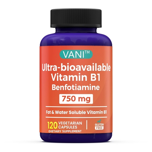 [BRSRAZIBCQJQKELF] VANI Vitamin B1 with 750mg Benfotiamine, 2 in 1 Enhanced Formula -Fat & Water Soluble Thiamine B1 Supplement | 120 Capsules | Gluten Free