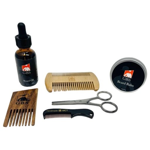 [BRSWGY37CQIGYD3B] G.B.S Natural Beard Kit - Beard Oil with Jojoba, Beard Conditioning Balm, 2 Sided Wood Beard Styling Comb, Pocket Mustache Comb, Beard and Mustache Trimming Scissors