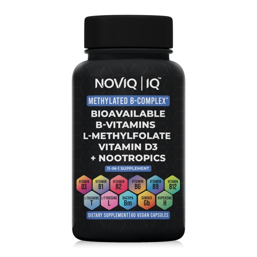 [BRSRAYATBEHAYETH] 11-in-1 Methylated B-Complex Supplement: 680mcg L-Methylfolate(5-MTHF) Thiamine(B1) Riboflavin(B2) Pyridoxal(B6) Methylcobalamin(B12) - Vitamin D3 + Nootropics - 1,100mg+ Serving - 60 Count
