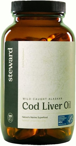 [BRSW2EAFA4MBYA3G] STEWARD - Wild-Caught Alaskan Cod Liver Oil 120 Softgels | Omega-3's EPA, DHA, DPA and SPMs + Natural Vitamins A & D