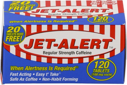[BRSWIGL4PIDBWEQV] Jet-Alert 100 Mg Each Caffeine Tab 120 Count Value Packs (2)