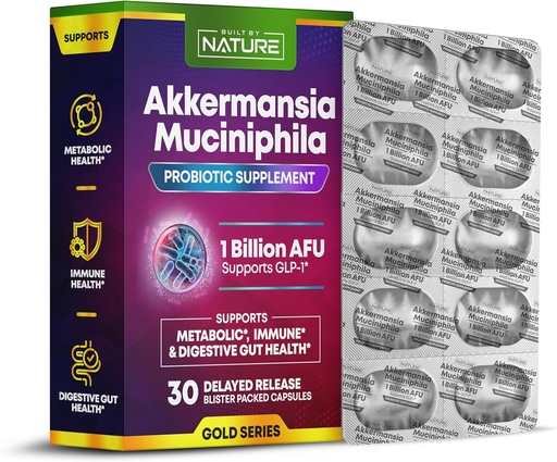 [BRSRAYAQA4JRUEL4] Ehitatud Nature Akkermansia probiootikum - GLP-1 & Akkermansia Muciniphila Supplement - Glükoosi toetus, kehakaalu langus, soolestiku tervis - parim Akkermansia probiootikumid - 1 kuu pakkumine, 30 kapslit