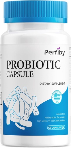 [BRSRAHY7DECA4YA2] Probiotics with Elderberry for Digestive & Immune Health Supports Occasional Constipation, Diarrhea, Gas & Bloating, 120 Capsules, 60-Day Supply