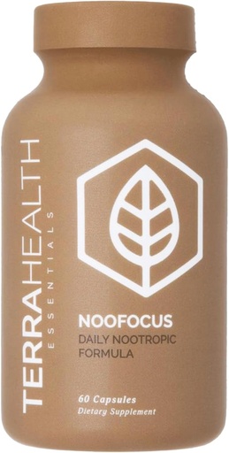 [BRSRO2YZBBYQA23Z] Terra Health Essentials NOOFOCUS - Nootropics Brain Support Supplemento con Funghi adaptogenici, Alpha-GPC, Gotu Kola, L-teanina per messa a fuoco e memoria - Tutto naturale, 30 giorni di alimentazione