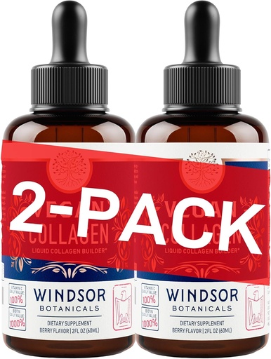 [BRSROBQLAAFGEYIV] WINDSOR BOTANICALS Vegan Collagen Builder Liquid Supplement - Collagen Booster with Vitamin C, Biotin, Hyaluronic Acid & Amino Acids - Organic Fruit & Vegetable Blend - 120ml, 60 Day