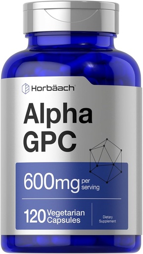 [BRSWYZ33BYIQMELD] Horbäach Alpha GPC 600mg | 120 Capsules | Vegetarian, Non-GMO & Gluten Free Choline Supplement | Supports Healthy Memory, Focus and Clarity