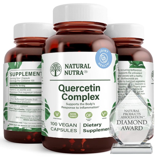 [BRSWGEAEBENWY3Y7] Natural Nutra Quercetin Complex with Bromelain and Vitamin C Citrus Bioflavonoid Supplement, Support Body to Seasonal Changes & Body Redness, Promotes Liver Health, 100 Vegan and Vegetarian Capsules