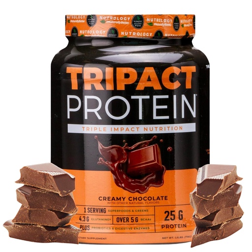 [BRSWGYY6AADRSEQ6] Nutrology TRIPACT Protein Powder - 7-in-1 Meal Replacement Shake with Grass Fed Whey Protein Powder, Pea, Rice, Greens for Muscle Recovery & Immunity, Creamy Chocolate Flavor, 20 Servings