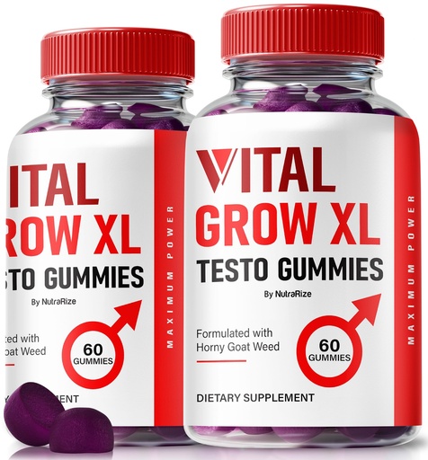 [BRSRAHY7PMBRAYDO] (2 Pack) Vital Grow XL, Official Vital Grow XL Testo Gummies for Men, Boost Stamina and Confidence Gummy for Mens, Vital GrowXL Male Support Gomitas (120 Gummies)