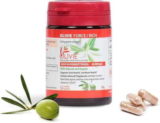 [BRSW2AIHO4PGCEQV] Organic Olive Leaf Extract Capsules Olivie Force/Rich | Antioxidant Polyphenol Supplement for Adults | Health Support Supplement | 50 Vegetal Capsules