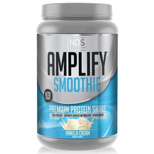 [BRSWECTQDEMBYYA2] AMPLIFY NDS Nutrition Smoothie Premium Whey Protein Powder Shake with Added Greens and Amino Acids - Build Lean Muscle, Gain Strength, Lasting Energy, and Lose Fat - Vanilla (30 Servings)