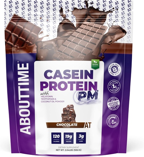 [BRSWIBLZBYBWYCLI] About Time Casein Protein Chocolate, 19g Protein, Nighttime Recovery Formula, No Artificial Sweeteners, No Growth Hormones