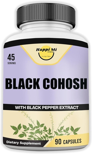 [BRSRMCQNO4HAI2AY] Črni Cohosh Made with Organic Black Cohosh Root 1300MG per Serving, Balance Hormones, Natural Menopause & Menstrual Support, Ženske zdravje podpora, 90 Veganske kapsule, 45 Serving