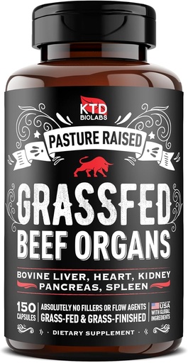 [BRSRMCAROEFBMETG] Grass Fed Beef Organ Supplement - Supports Whole Body Wellness 3000mg - with Desiccated Beef Liver, Heart, Kidney, Pancreas, Spleen - Organ Complex for Energy, Immune & Digestive Health (150 Capsules)