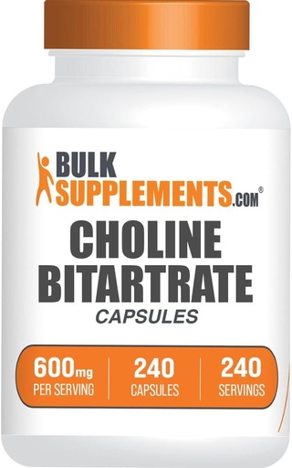 [BRSRM2YBCRYRMYI4] Massals.com Choline Bitarte Capules - Choline suplementaris, as Choline L-Bitrate - Choline 600mg, 2 Capsule per Serving, 240 Capsules (Pira de 1)