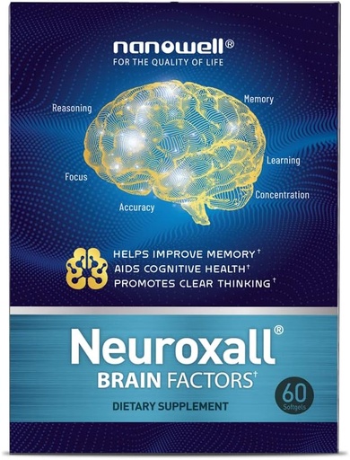 [BRSROYL3CAHB6GQ2] NANOWELL Neuroxall Brain Factores - Soporte Cognitivo con Vitamina B6, Astaxanthin, Ginkgo Biloba Extract " Phosphatidylserine - Boosts Brain Health, Memory " Focus - 60 Softgels