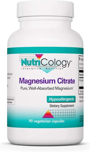 [BRSWIYTYOVYBCFAV] תוספי תזונה Magnesium Citrate - Bone & Stress Support, Pure, Well-Absorbed, Hypoallergenic, 170mg Vegetarian כמוסות - 90 Count