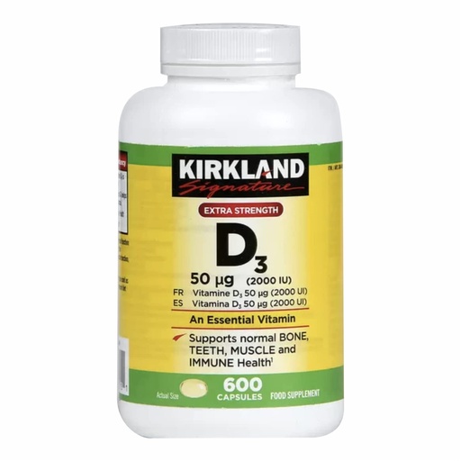 [BRSWIZYNOIBGGGT2] Kirkland Maximum Strength Vitamin D3 600 Softgels (Pack of 2)