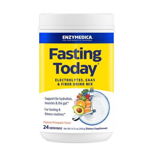 [BRSROADYC4OW2H3H] Enzymedica Fasting Today Drink Mix - Electrolyte Powder Supplement for Intermittent Fasting, Support for Hydration, Appetite & Muscle Health, Keto Friendly, Tropical Pineapple Flavor - 8.75 oz