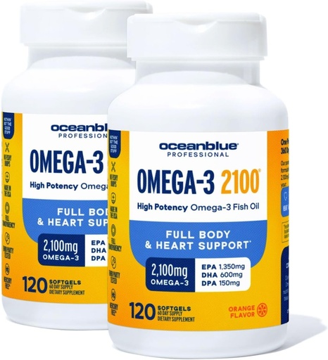 [BRSWKZ32BYFGYG36] Oceanblue Professional 2100mg.com Triple Strength Omega 3 Supplément huile de poisson sans Burp.com Haute puissance EPA DHA.